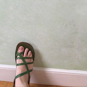 Green Leather hand-made sandal